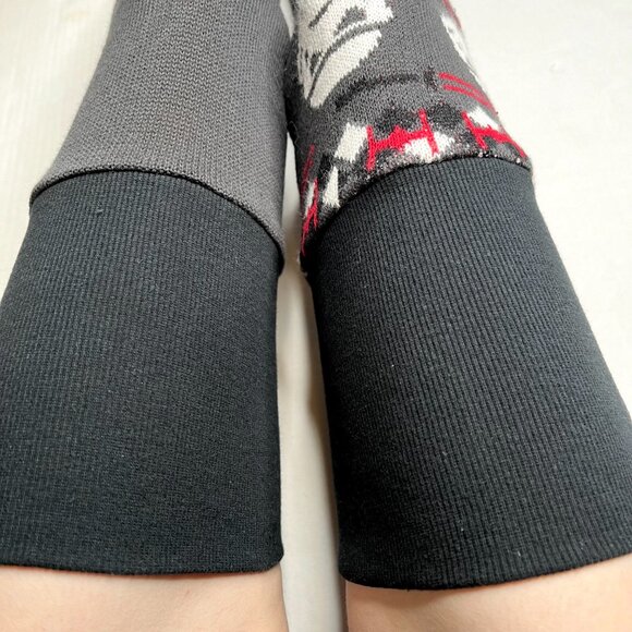 Cosplay Christmas Leg Warmers Thigh High Socks Knee Stockings Red Gray Black - Picture 3 of 8